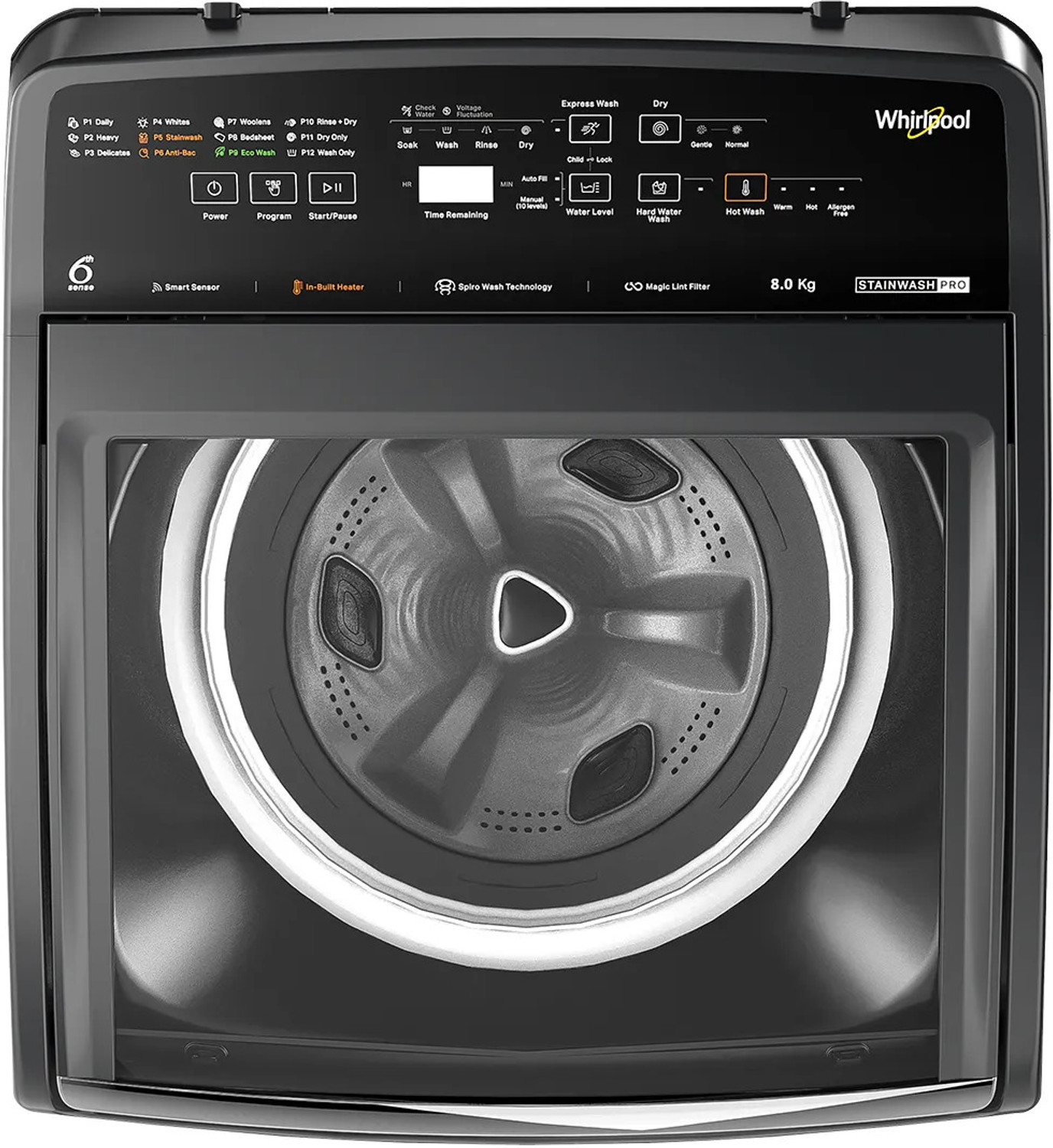 Image of Whirlpool 8 Kg Fully Automatic Top Load Washing Machine with In-built Heater Grey
