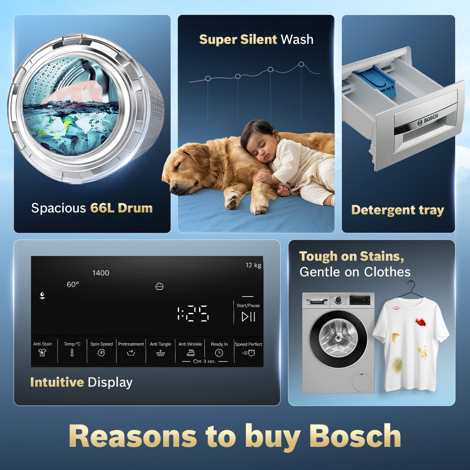 Image of BOSCH 12 kg Fully Automatic Front Load Washing Machine with In-built Heater Silver