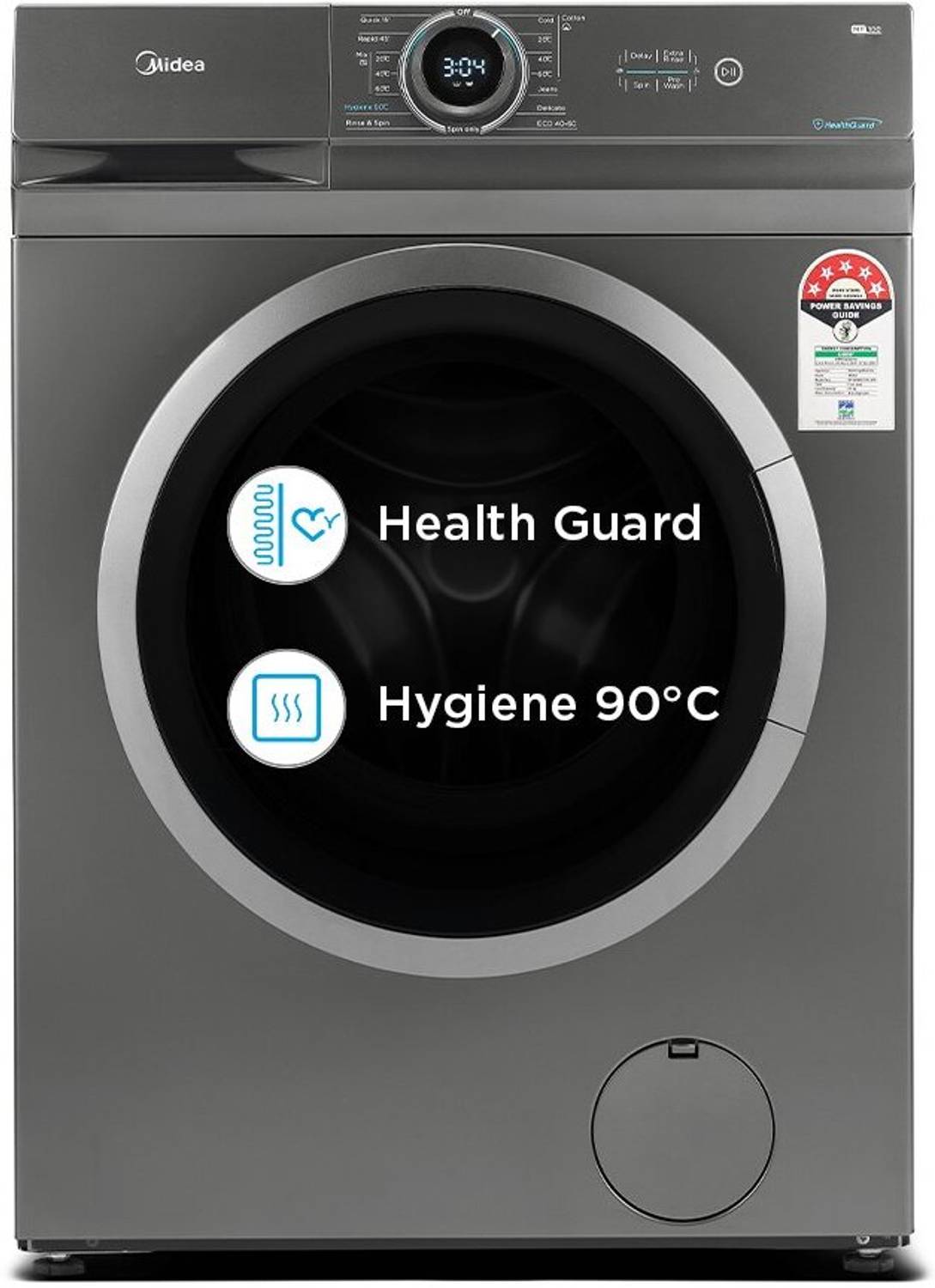 Midea 7 kg 5 Star Fully Automatic Front Load with In-built Heater Grey