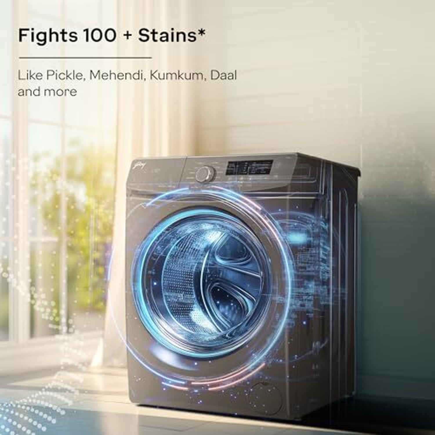 Image of Godrej 8 kg With AI Tech, Steam Wash, Fully Automatic Front Load Washing Machine Grey