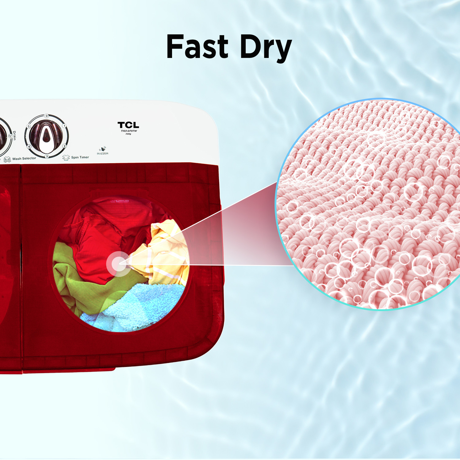 Image of TCL 7 kg 5 Star with Extra Powerful Motor Lint Filter, Fast Dry Semi Automatic Top Load Washing Machine White