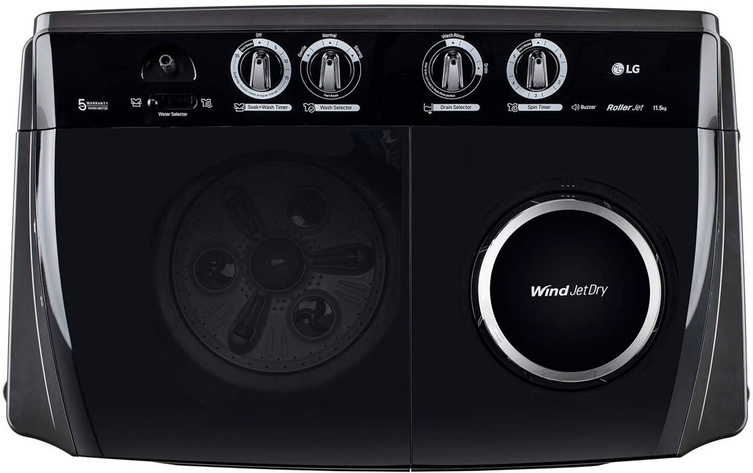 Image of LG 11.5 kg Semi Automatic Top Load Washing Machine Black