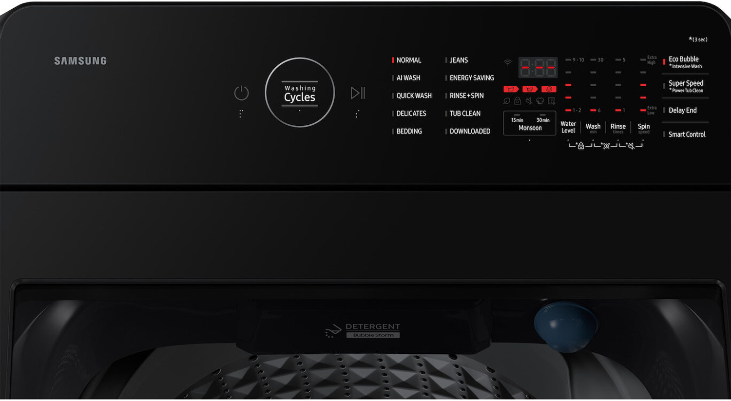 Image of Samsung 10 kg Fully Automatic Top Load Washing Machine with In-built Heater Black