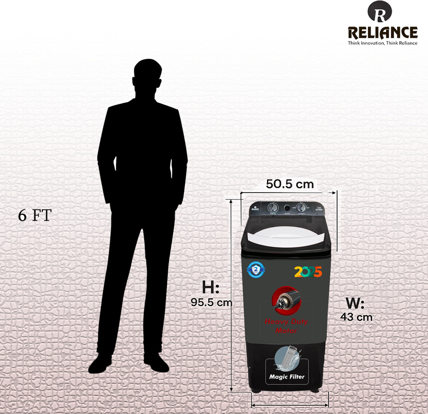Image of Reliance 7.5 kg Washer only Black