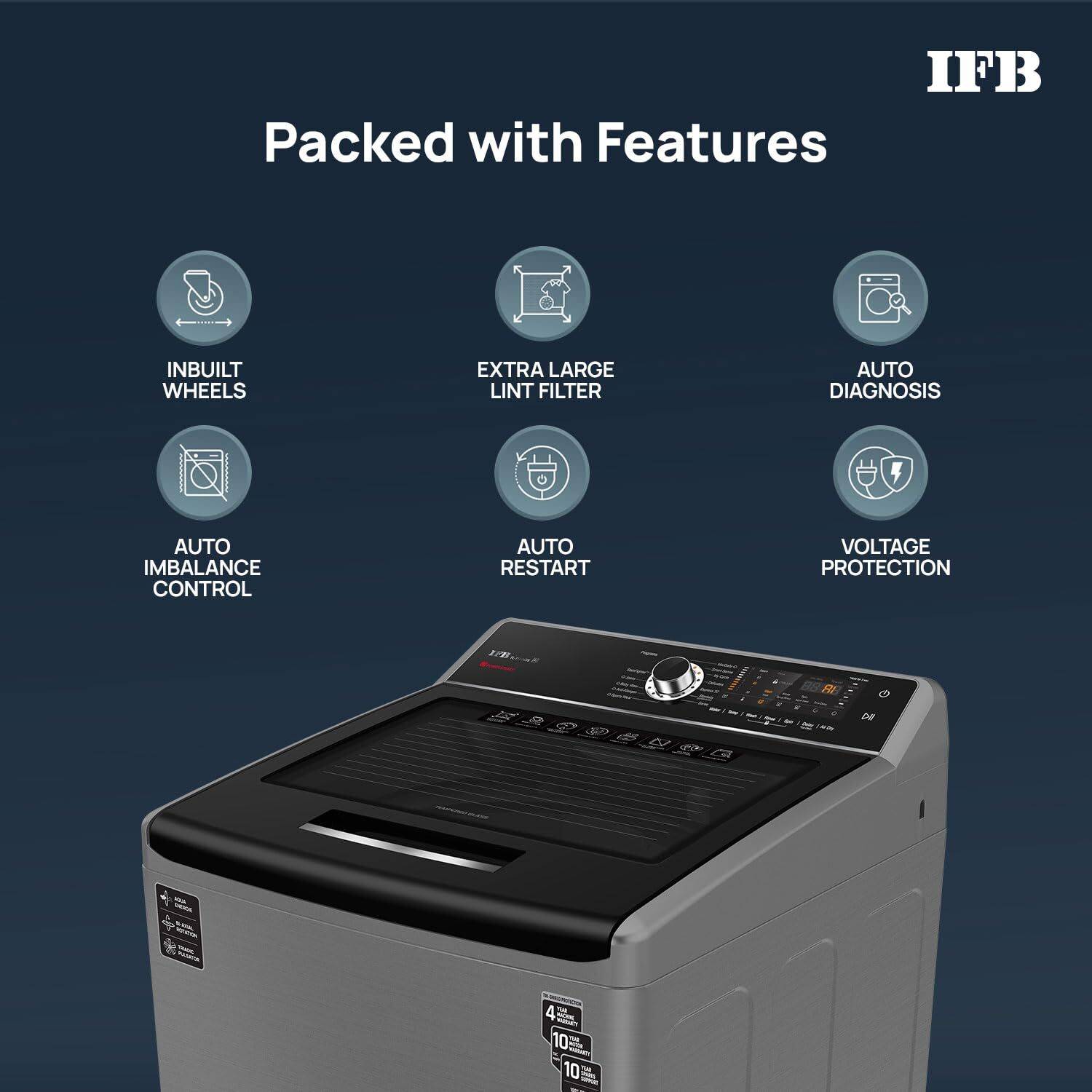 IFB 11 kg Fully Automatic Top Load Washing Machine with In-built Heater Black