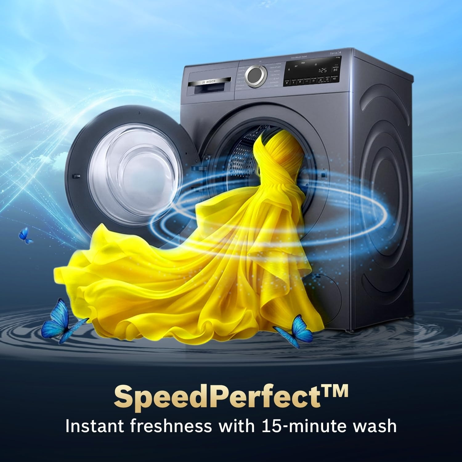 Image of BOSCH 10 kg Fully Automatic Front Load Washing Machine with In-built Heater Blue