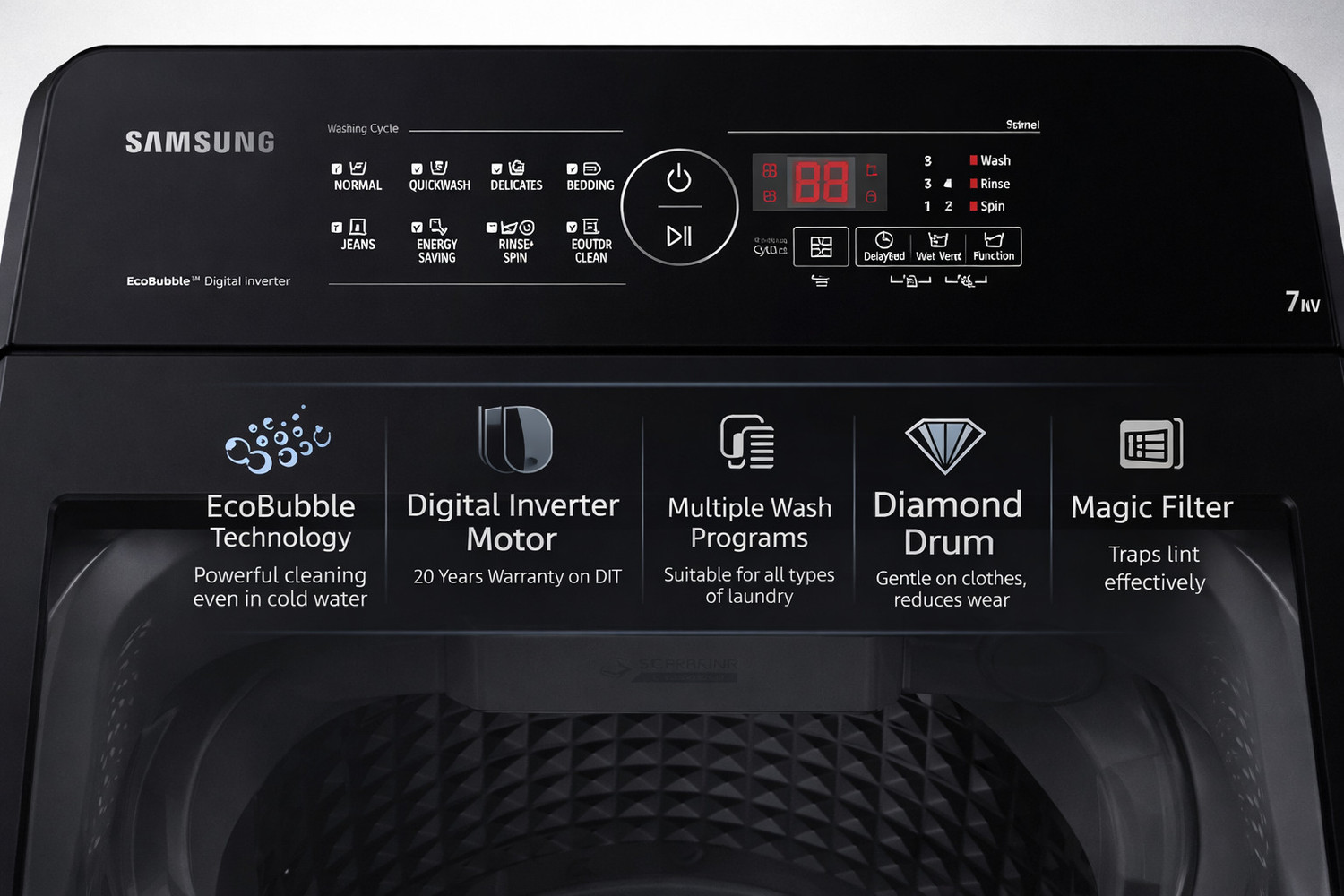 Image of Samsung 7 kg Fully Automatic Top Load Washing Machine Grey