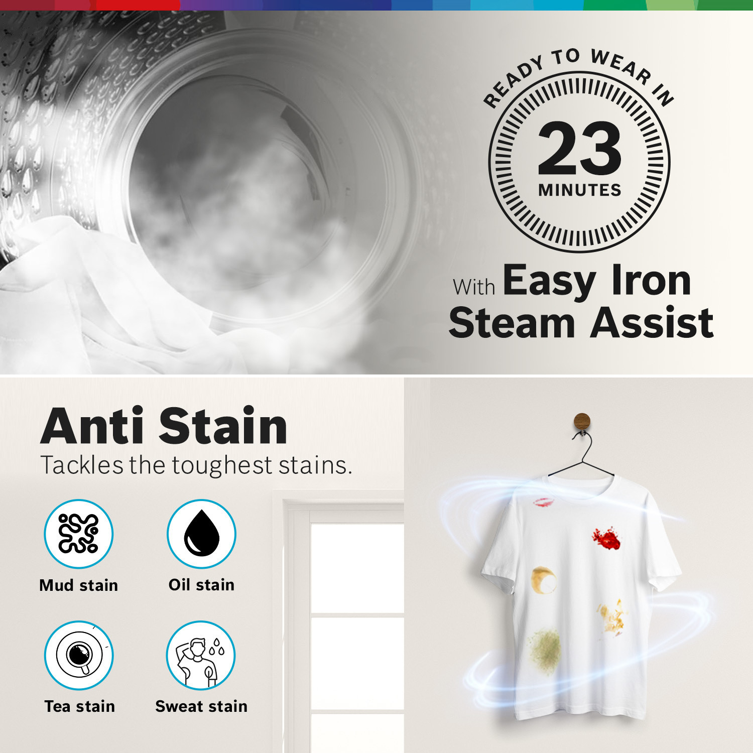 Image of BOSCH 9 kg Fully Automatic Front Load Washing Machine with In-built Heater Silver