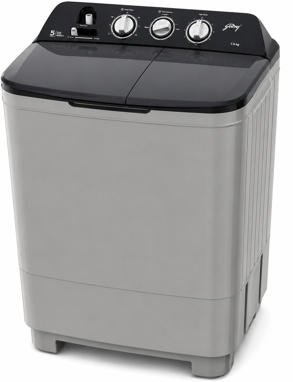 Image of Godrej 7.5 kg Semi Automatic Top Load Washing Machine Black, Grey