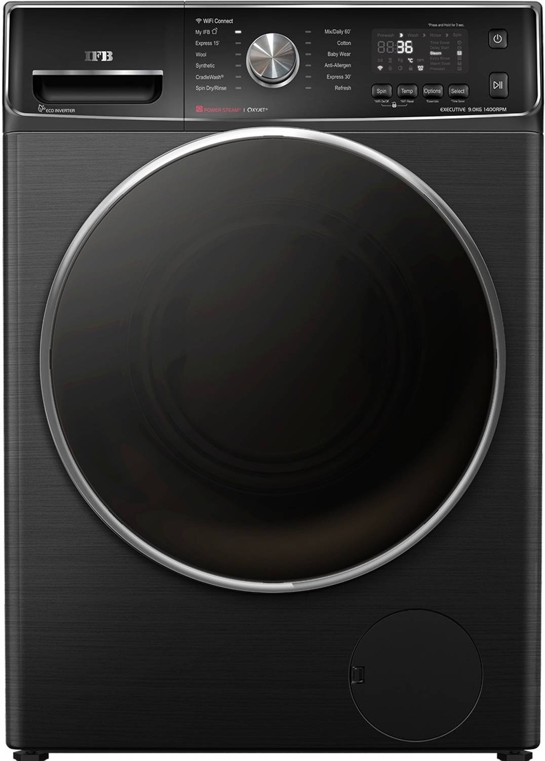 IFB 9 Kg Fully Automatic Front Load Washing Machine with In-built Heater Black