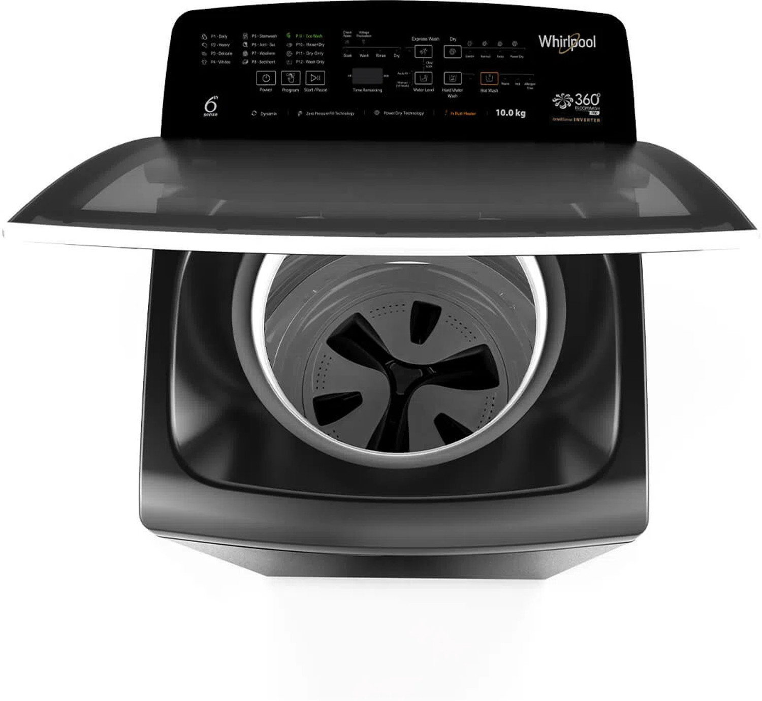 Image of Whirlpool 10 kg with Inverter Fully Automatic Top Load Washing Machine with In-built Heater Grey