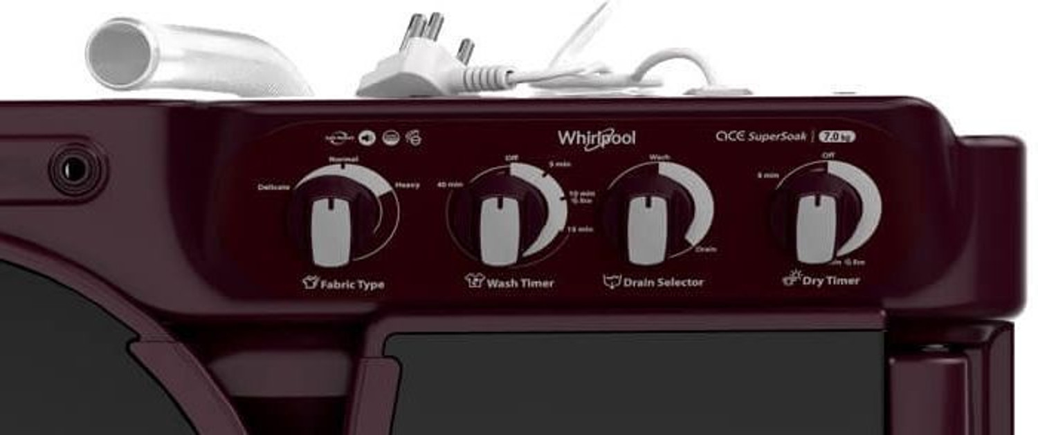 Image of Whirlpool 7 kg Semi Automatic Top Load Washing Machine Maroon