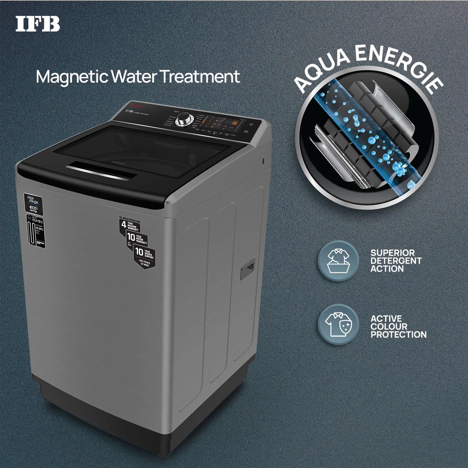 Image of IFB 11 kg Power Dual Steam, Fully Automatic Top Load Washing Machine with In-built Heater Grey