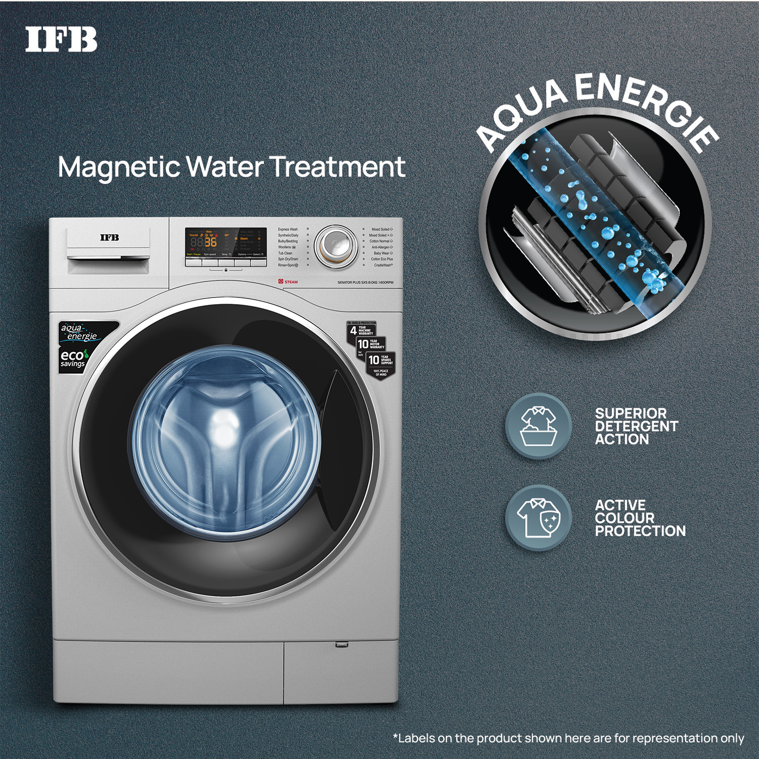 Image of IFB 8 kg Powered by AI, 5 Star,� with 2x Steam Cycle Fully Automatic Front Load Washing Machine with In-built Heater Silver