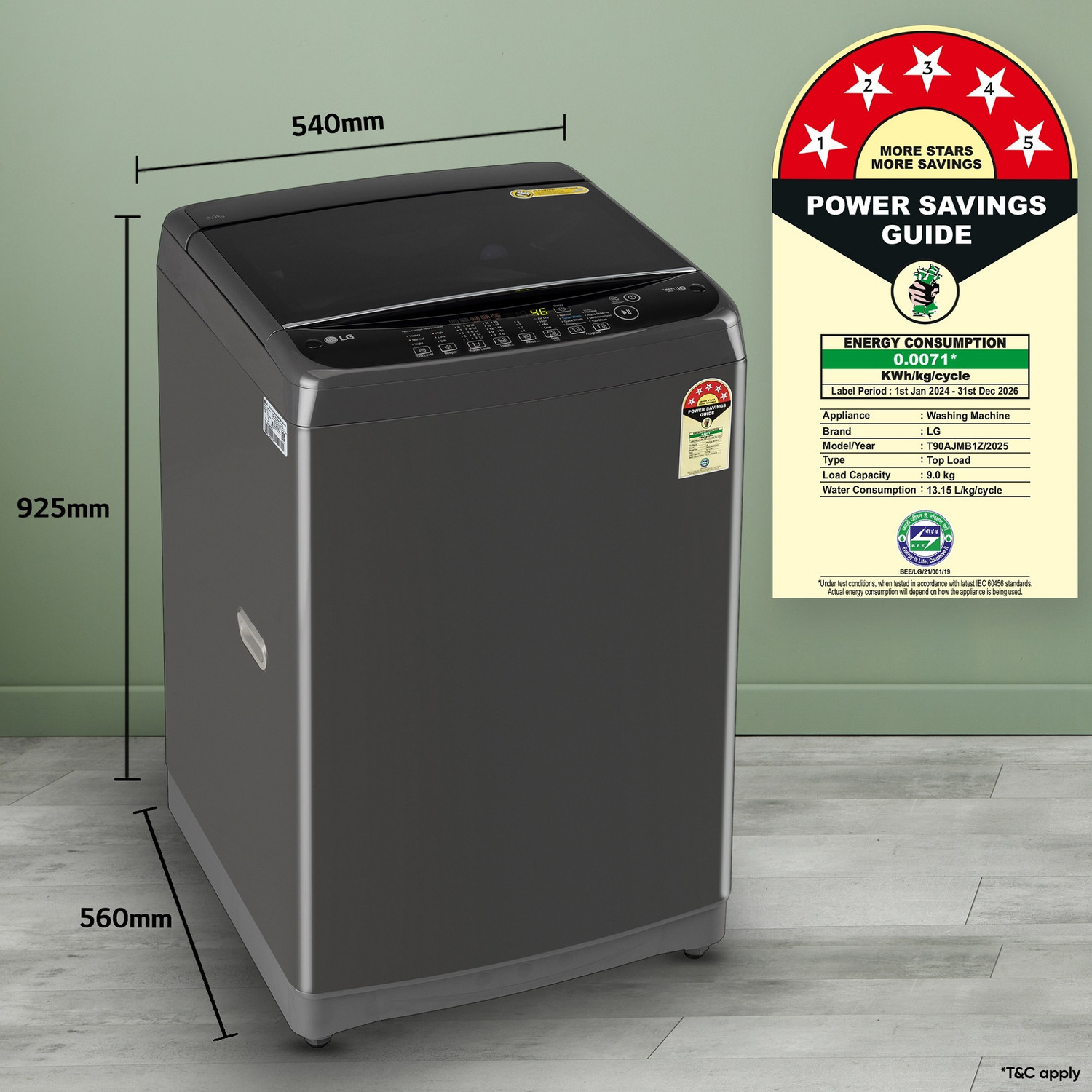 Image of LG 9 kg 5 Star, Smart Inverter Technology, TurboDrum, Jetspray+, Turbowash, Smart Diagnosis, Soft Closing Door, tub cleaning after every wash cycle Fully Automatic Top Load Washing Machine Black, Grey