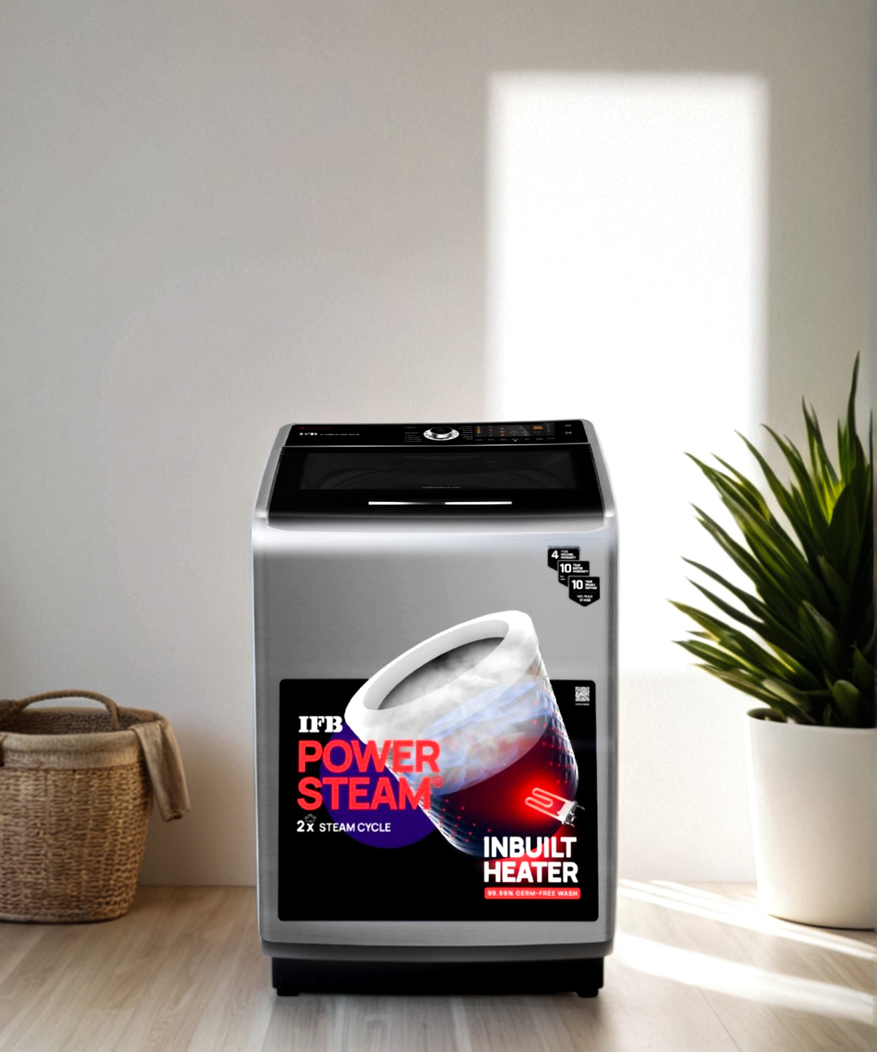 Image of IFB 10 kg Power Dual Steam, Fully Automatic Top Load Washing Machine with In-built Heater Silver