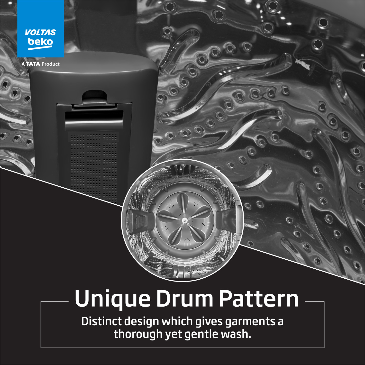 Image of Voltas Beko 6.5 kg Fully Automatic Top Load Washing Machine Black