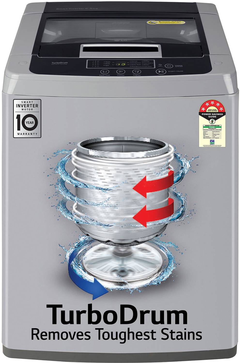 LG 6.5 kg 5 Star Inverter Fully Automatic Top Load Silver