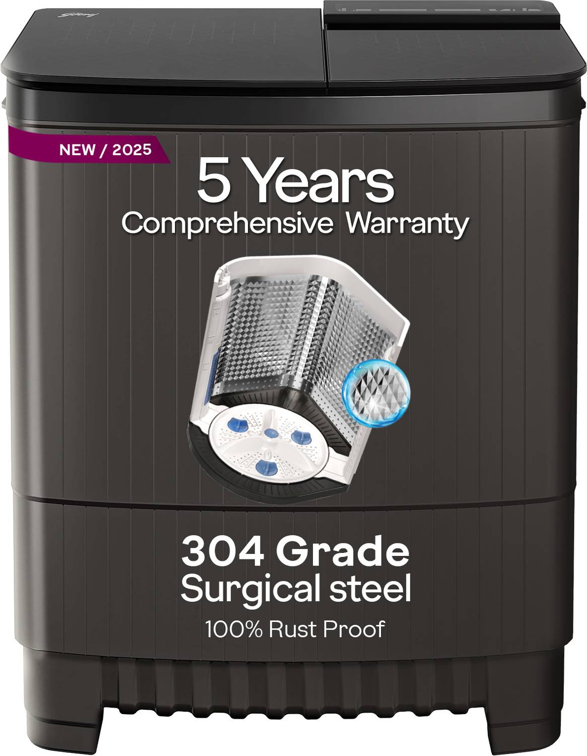 Godrej 8 kg 5 Star, With Soft Shut Wash Lid, Tri Roto Scrub Pulsa