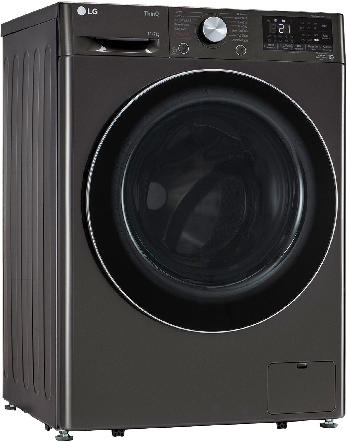 Image of LG 11 /7 kg Washer with Dryer AI Direct Drive Technology, Wi-Fi Enabled , Reduce allergens & wrinkles with Steam+ cycles, TurboWash Ready to Wear Clothes, Optimal wash for different fabrics & In-built Heater Black, Grey