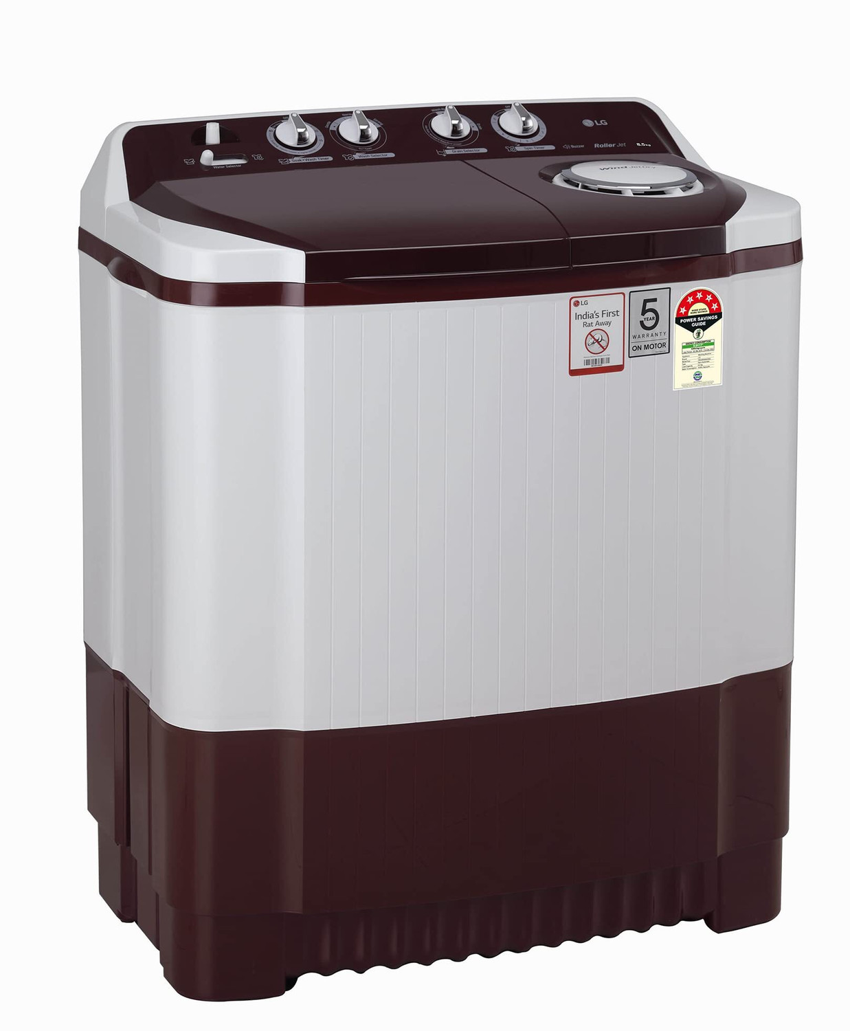 Image of LG 8 kg Semi Automatic Top Load Washing Machine White, Maroon
