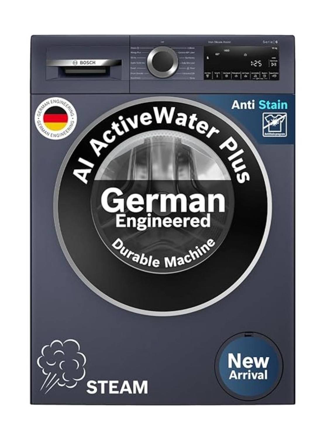 BOSCH 10 kg Fully Automatic Front Load Washing Machine with In-built Heater Blue