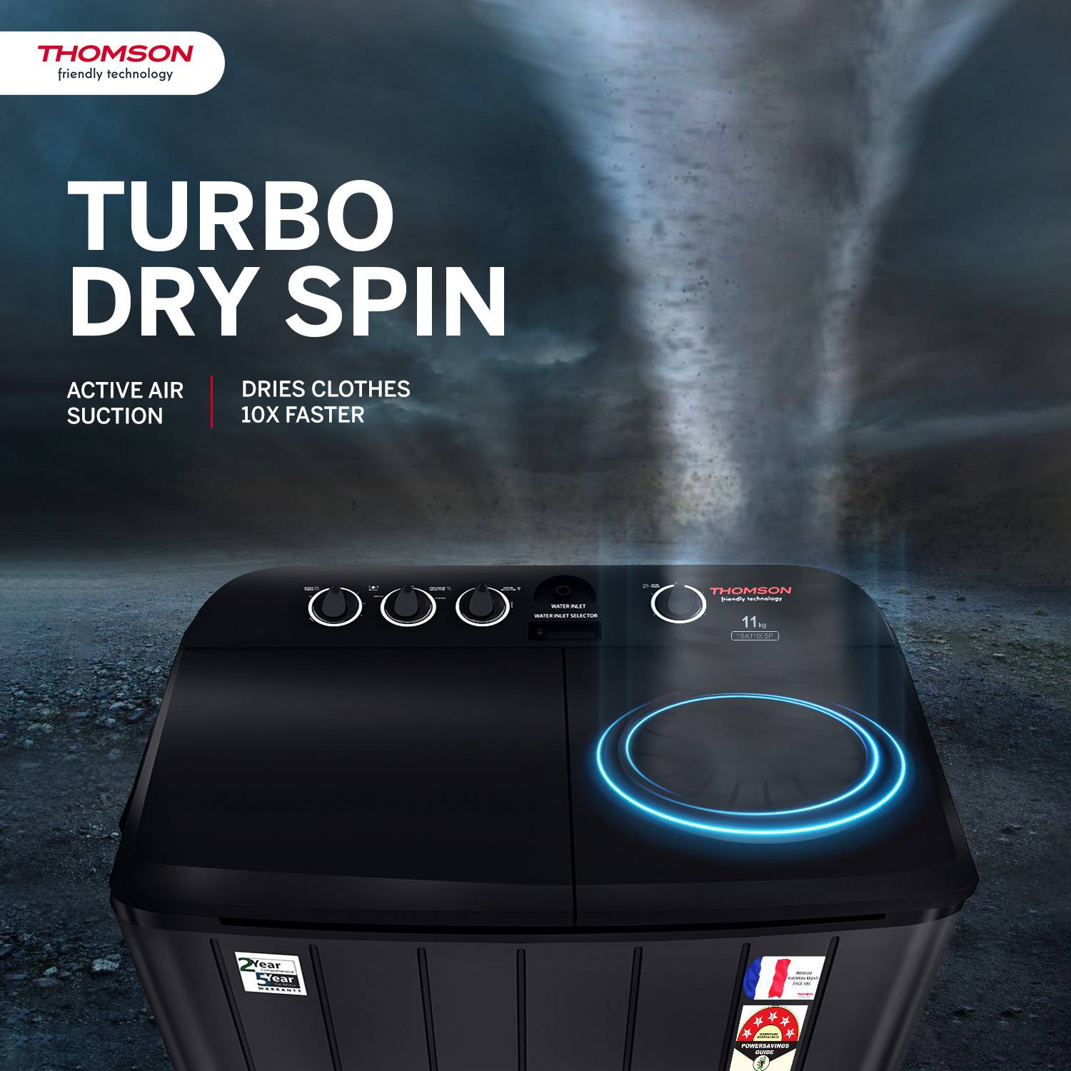 Thomson 11 kg 5 Star Aqua Magic Washing Machine Green - Image 3