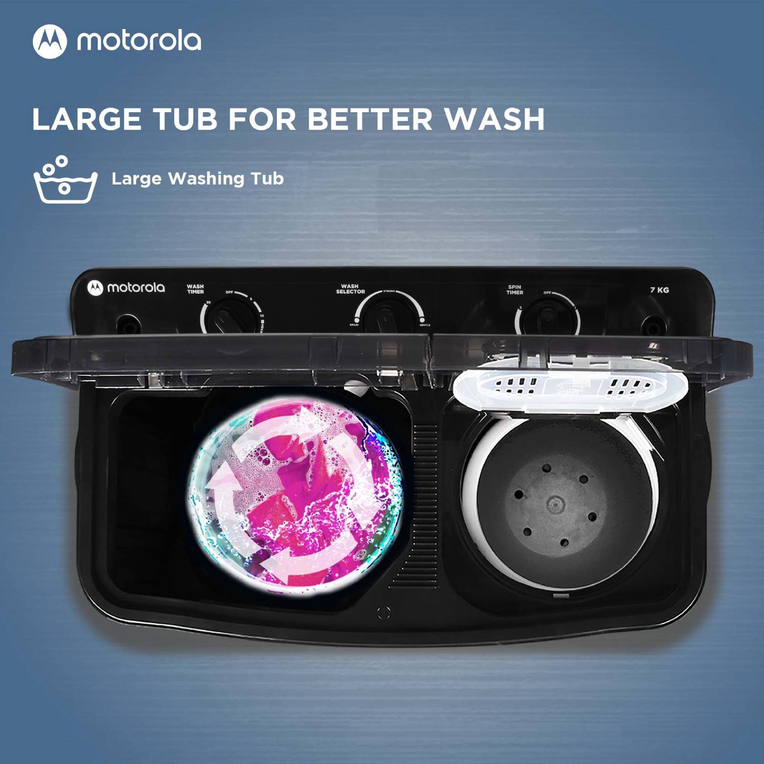 Motorola 7 kg Midnight Series Semi Auto Top Load Washing Machine - Image 4