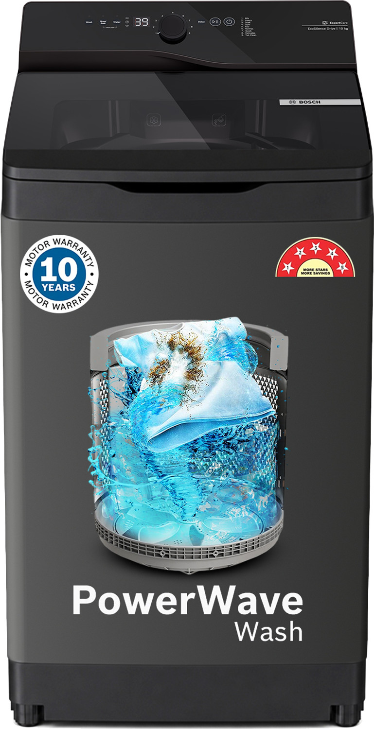 Image of BOSCH 10 kg Fully Automatic Top Load Washing Machine Black