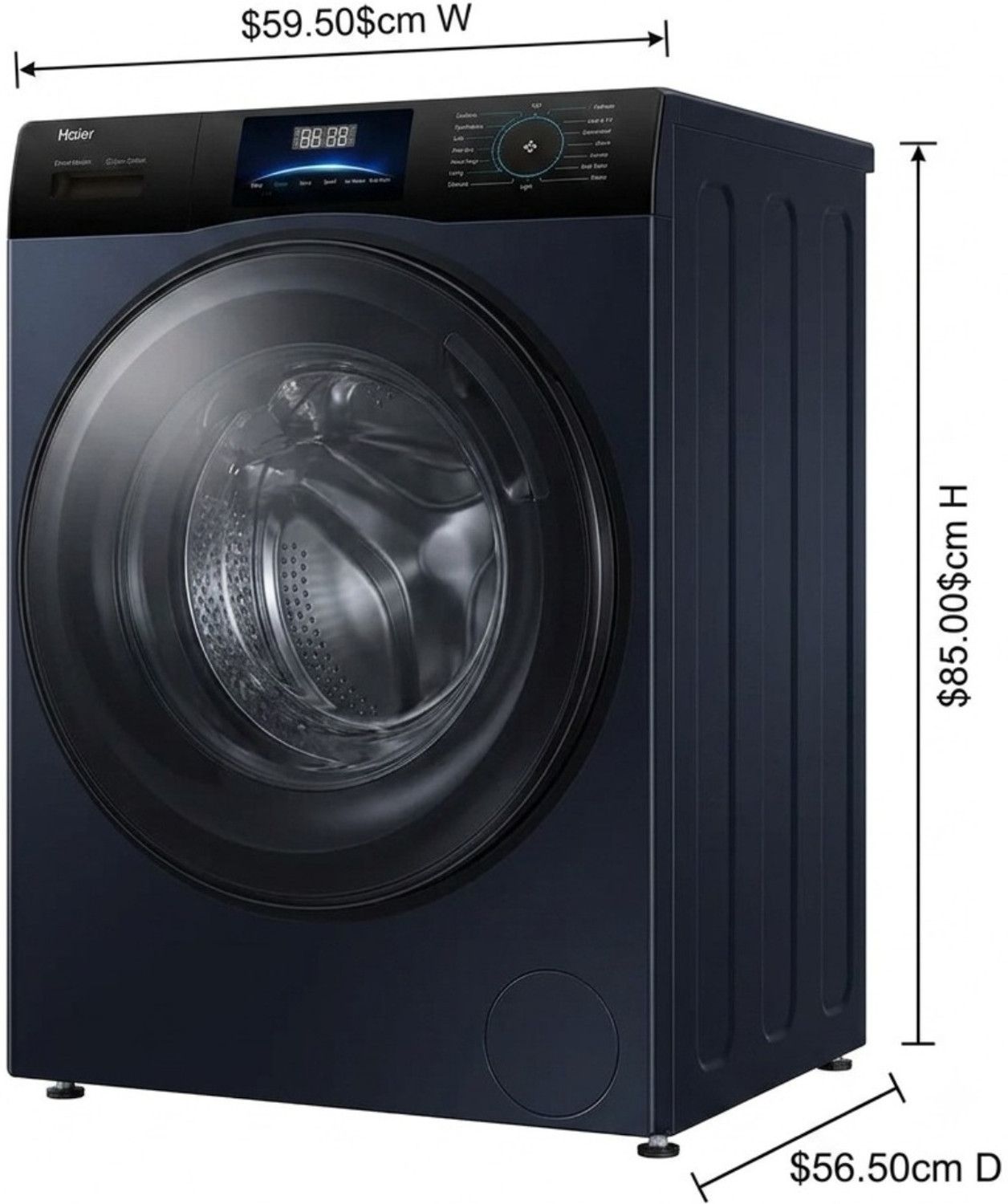 Image of Haier 9 kg Fully Automatic Front Load Washing Machine with In-built Heater Black