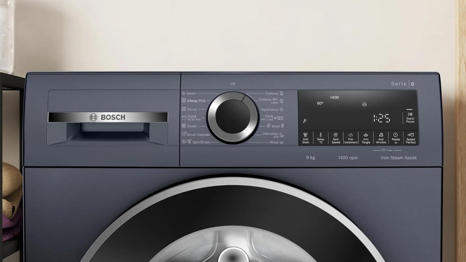 Image of BOSCH 9 kg Fully Automatic Front Load Washing Machine with In-built Heater Black, Grey, Silver
