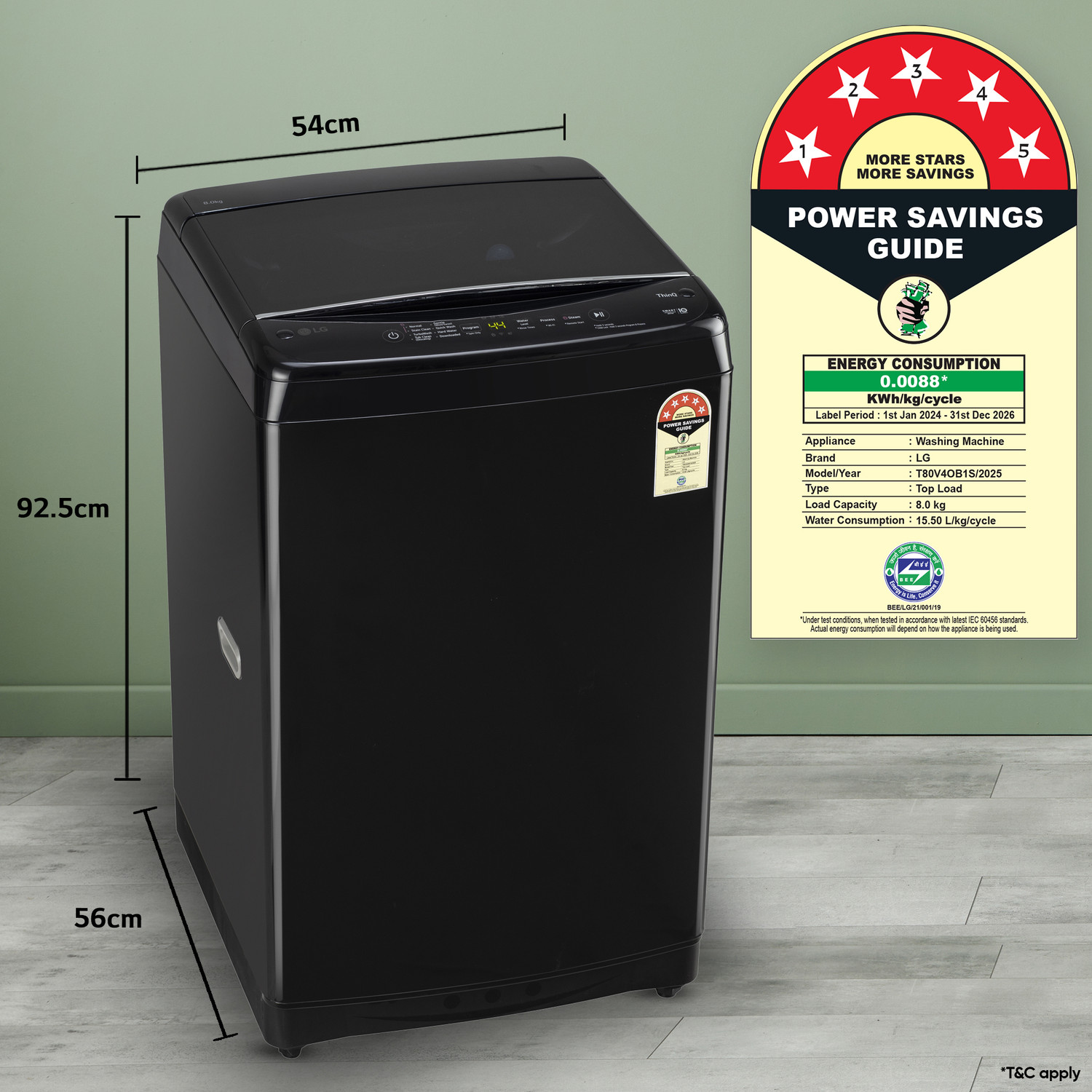Image of LG 8 kg 5 Star, Smart Inverter Technology, Wi-Fi Enabled, Turbowash, Turbodrum, Stain Clean, Hard Water Wash, Jetspray+ with In-built heater Fully Automatic Top Load Washing Machine with In-built Heater Black