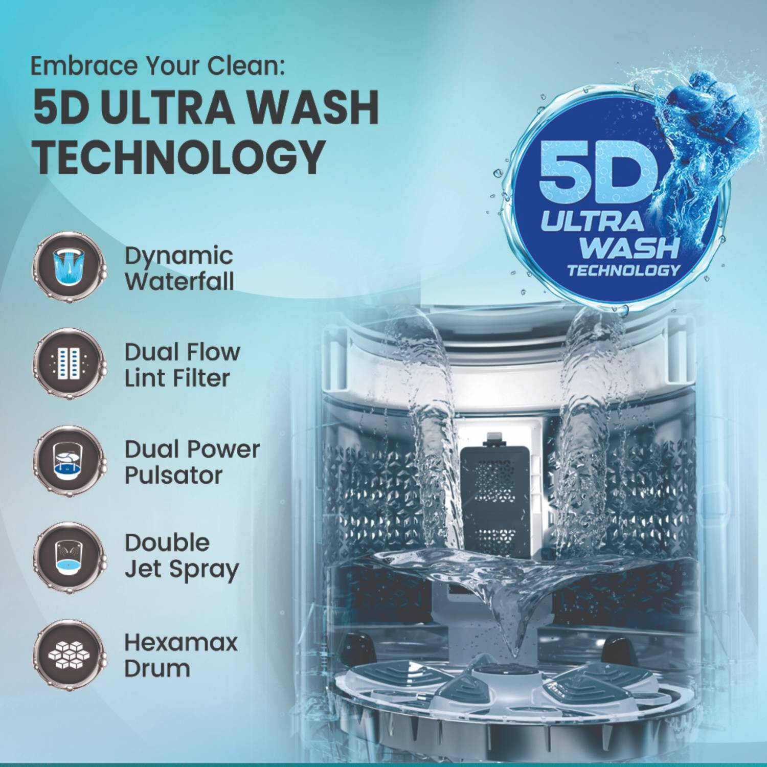 Image of Lloyd 8.5 kg Fully Automatic Top Load Washing Machine with In-built Heater Brown, Black