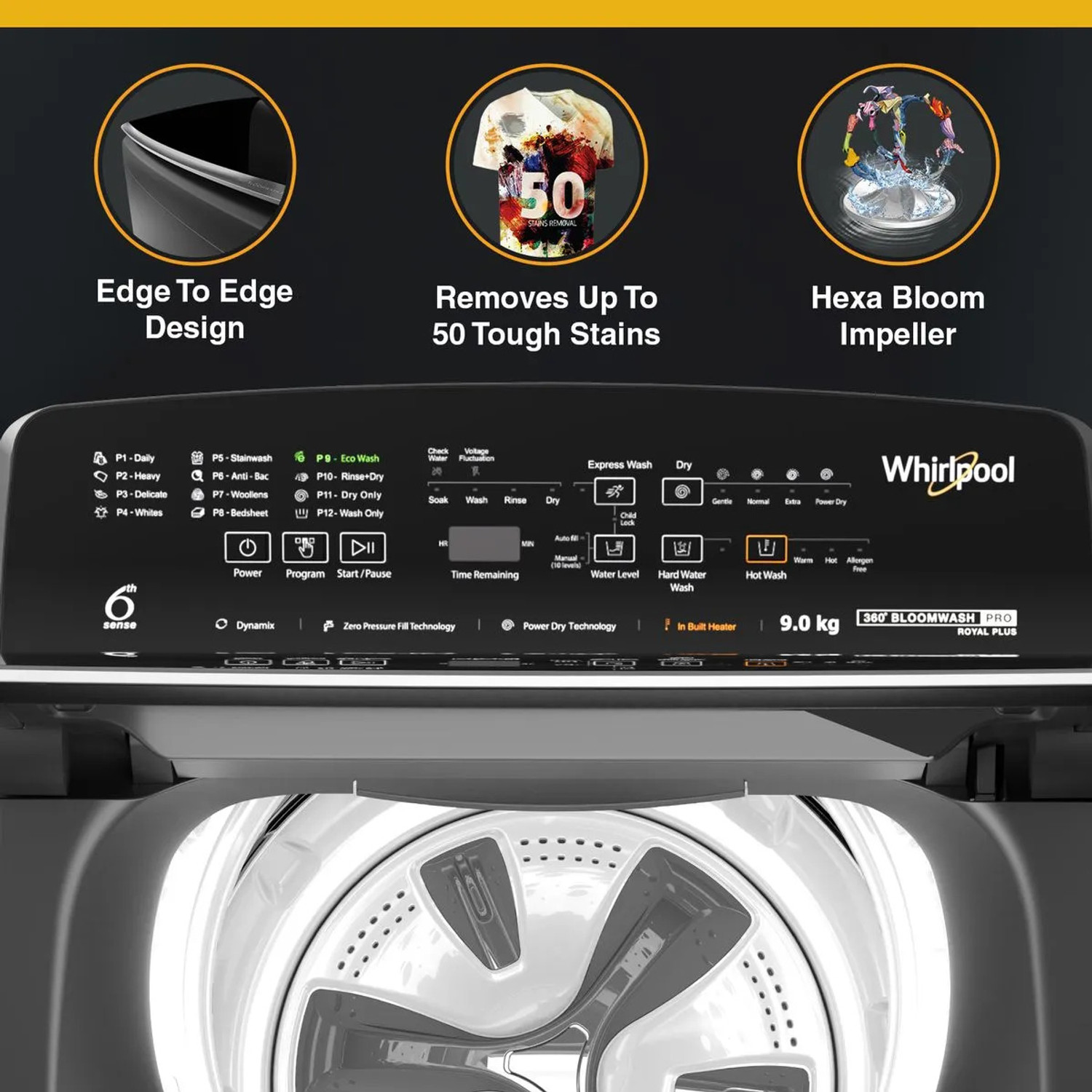 Image of Whirlpool 9 Kg Fully Automatic Top Load Washing Machine with In-built Heater Grey