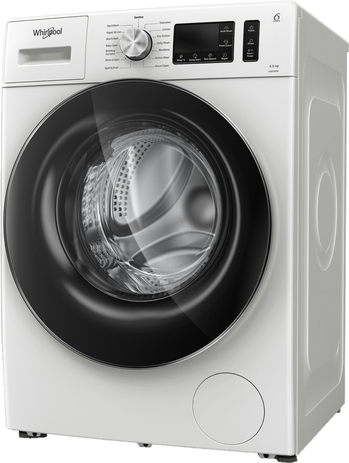 Image of Whirlpool 6.5 kg Fully Automatic Front Load Washing Machine with In-built Heater White