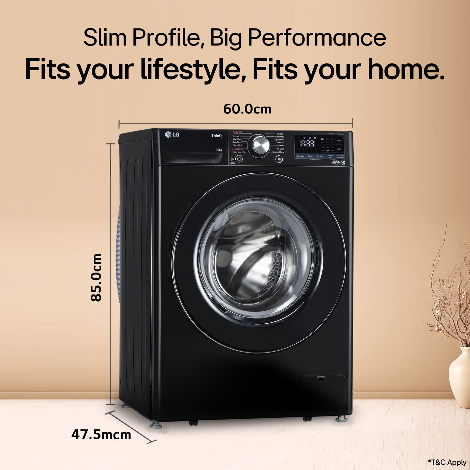 Image of LG 10 kg Fully Automatic Front Load Washing Machine with In-built Heater Black