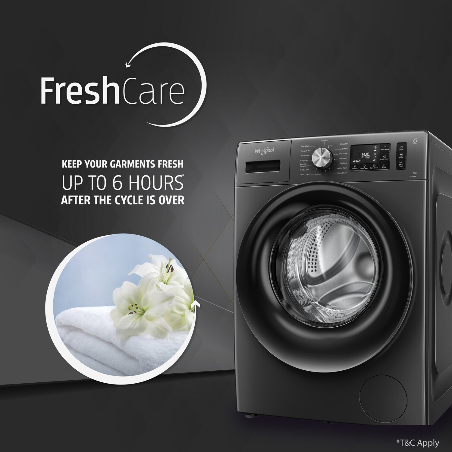 Image of Whirlpool 7 kg 5 Star Inverter 100+ Tough Stains, Steam Technology, Fully Automatic Front Load Washing Machine with In-built Heater Grey