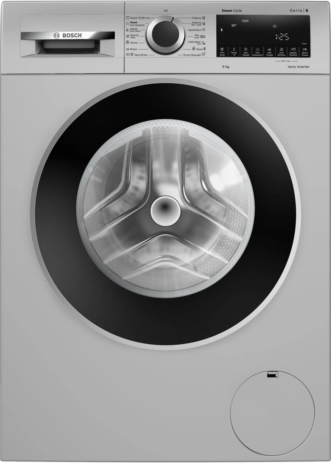 Image of BOSCH 9 kg Fully Automatic Front Load Washing Machine with In-built Heater Silver