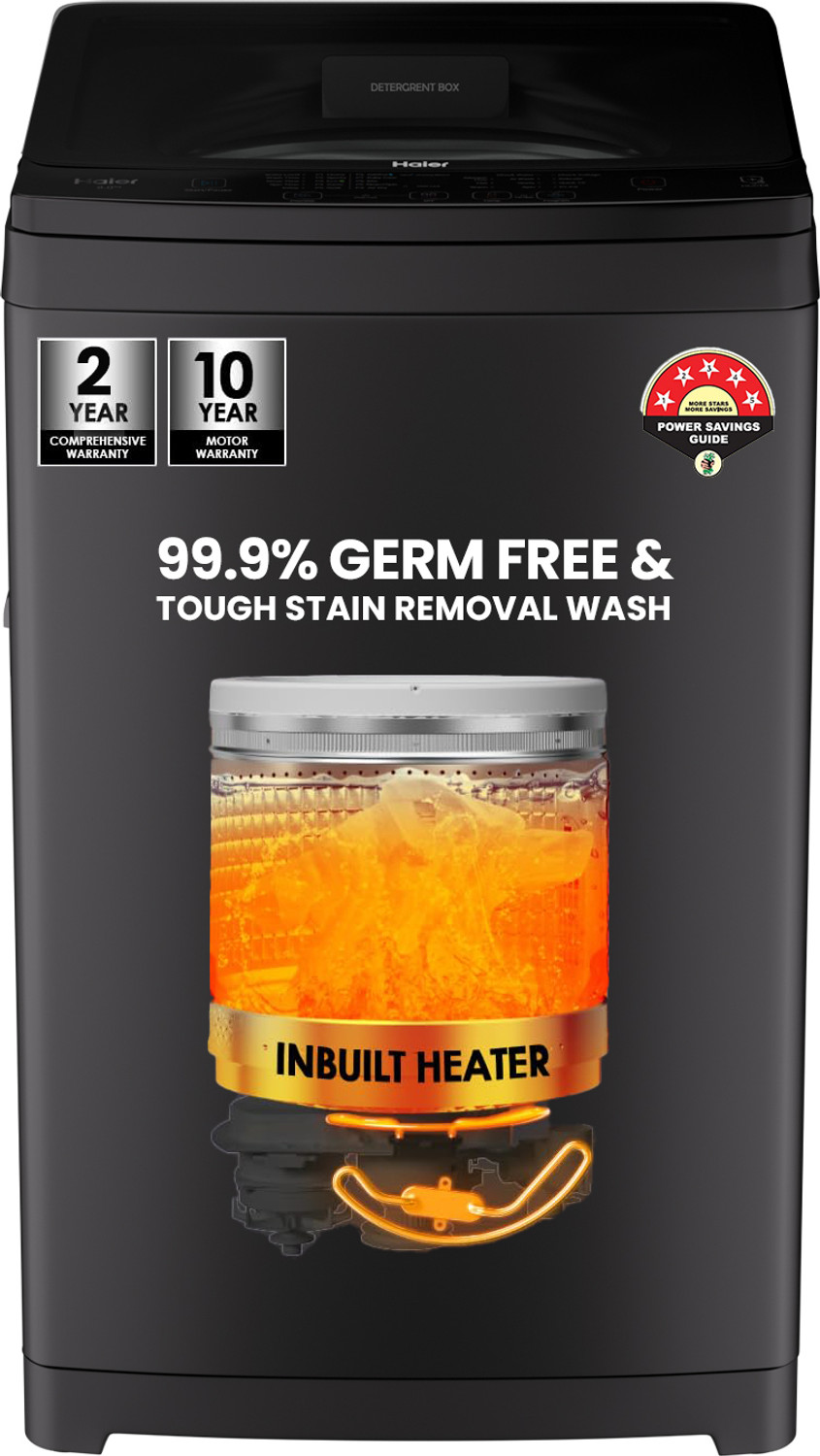 Image of Haier 8 kg Oceanus Wave Drum 15 Min Quick Wash Fully Automatic Top Load Washing Machine with In-built Heater Silver