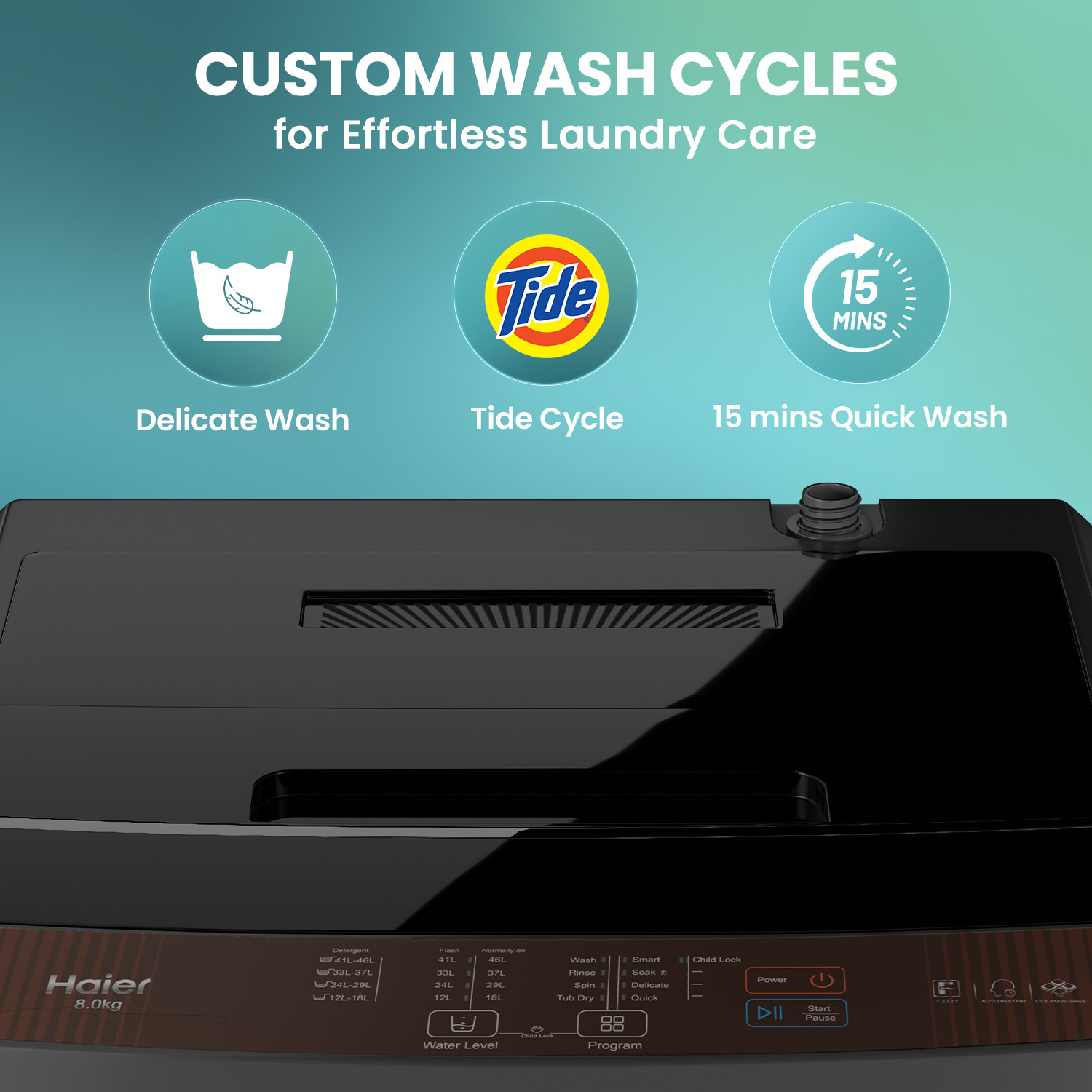 Image of Haier 6.5 kg Fully Automatic Top Load Washing Machine Brown, Grey
