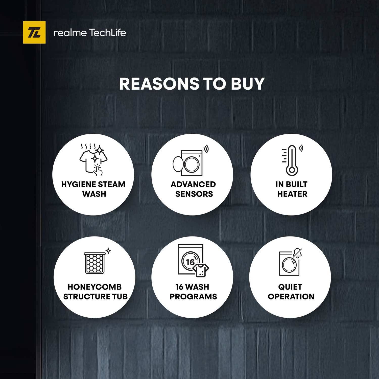Image of realme TechLife 7 kg Fully Automatic Front Load Washing Machine with In-built Heater Grey