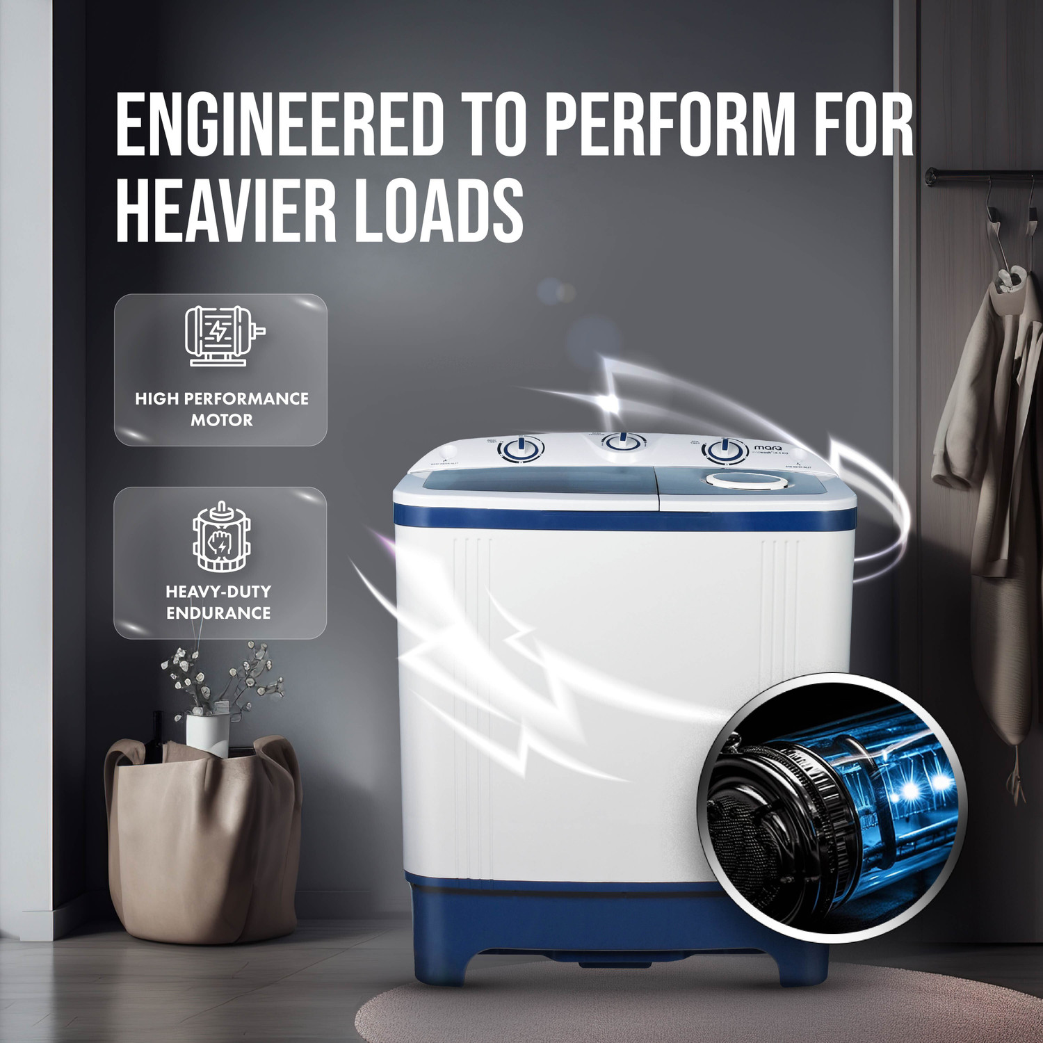 Image of MarQ by Flipkart 6.5 kg 5 Star Rating Innowash Range Semi Automatic Top Load Washing Machine Blue, White