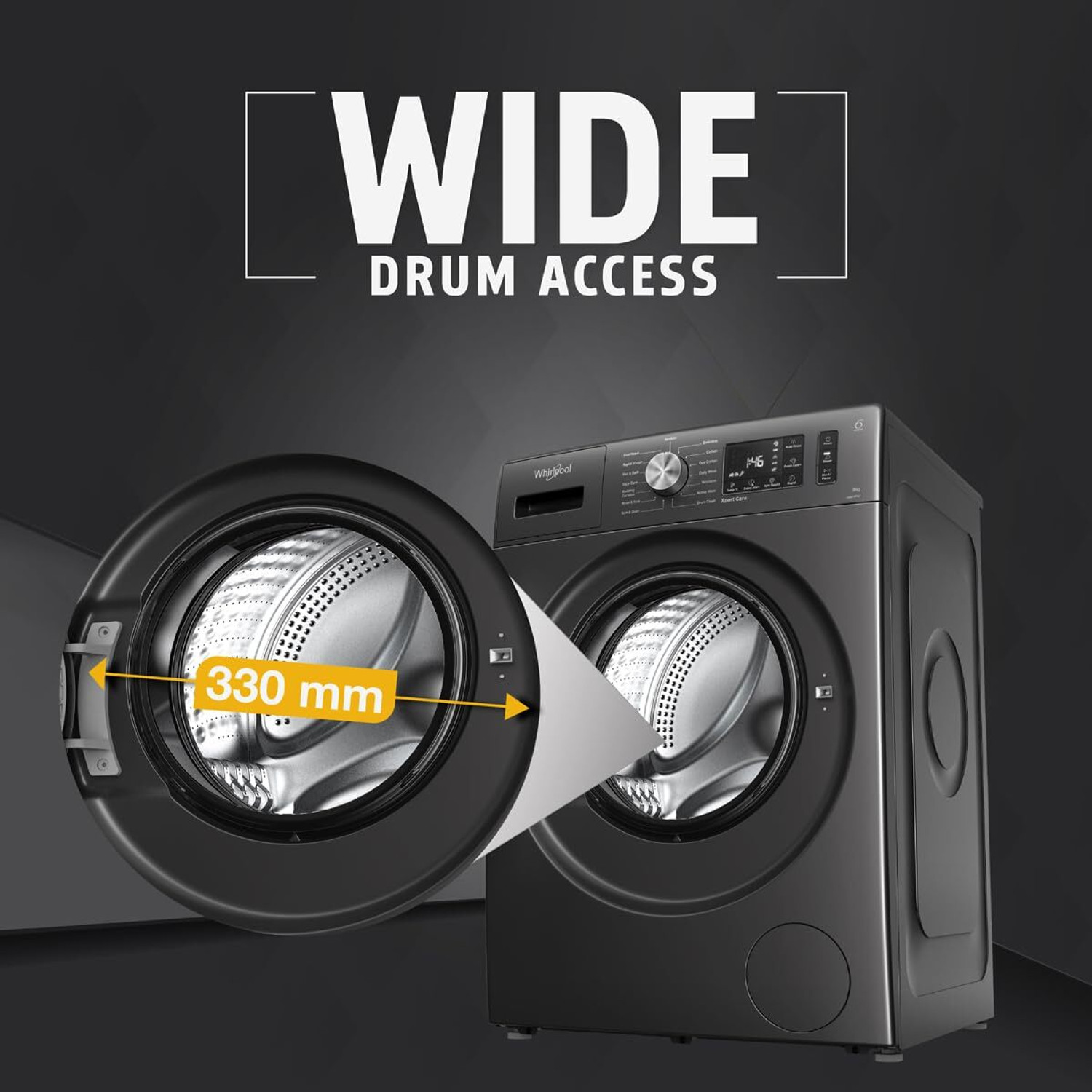 Image of Whirlpool 7 kg Fully Automatic Front Load Washing Machine with In-built Heater Black