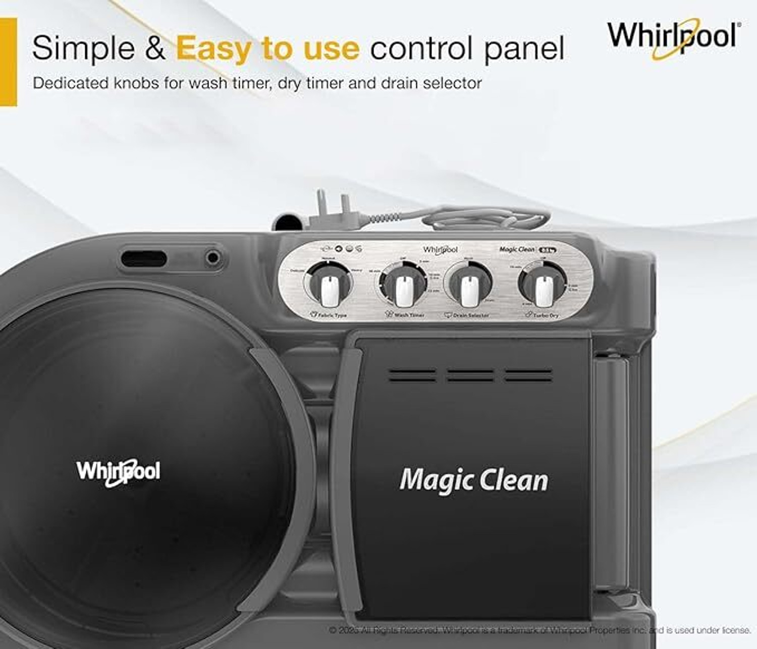 Image of Whirlpool 8.5 kg Semi Automatic Top Load Washing Machine Grey