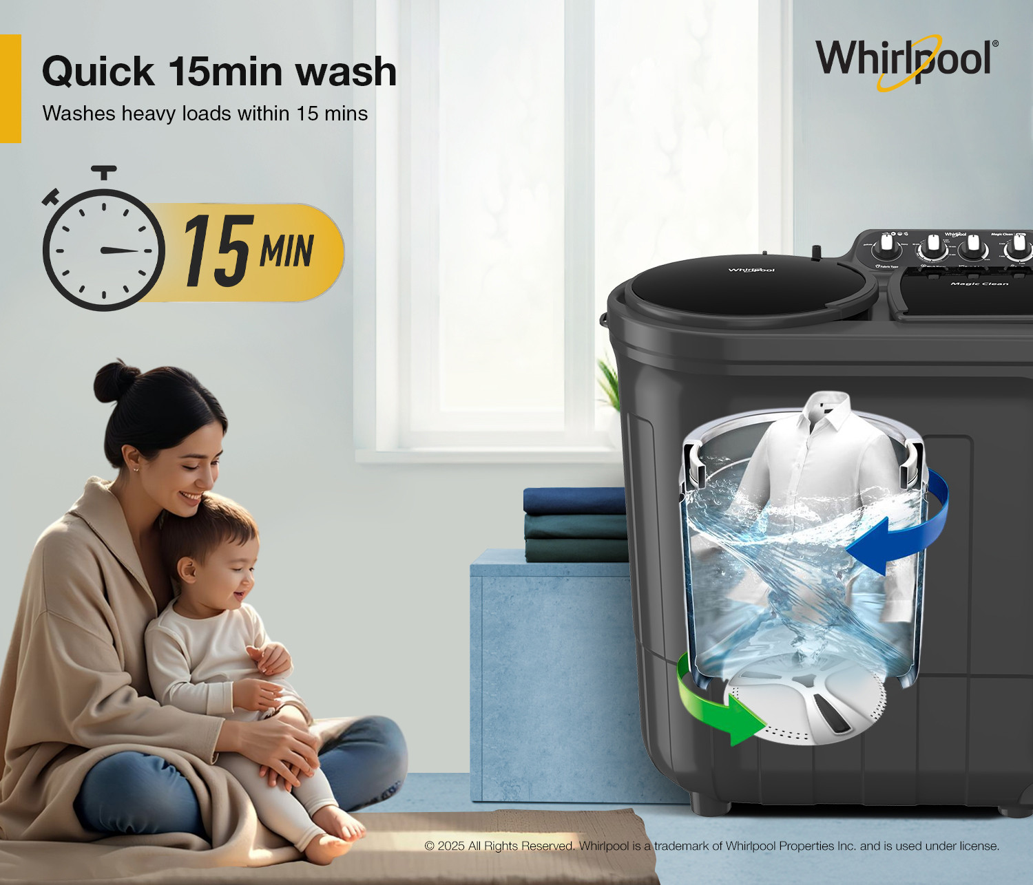 Image of Whirlpool 8.5 kg Semi Automatic Top Load Washing Machine Grey