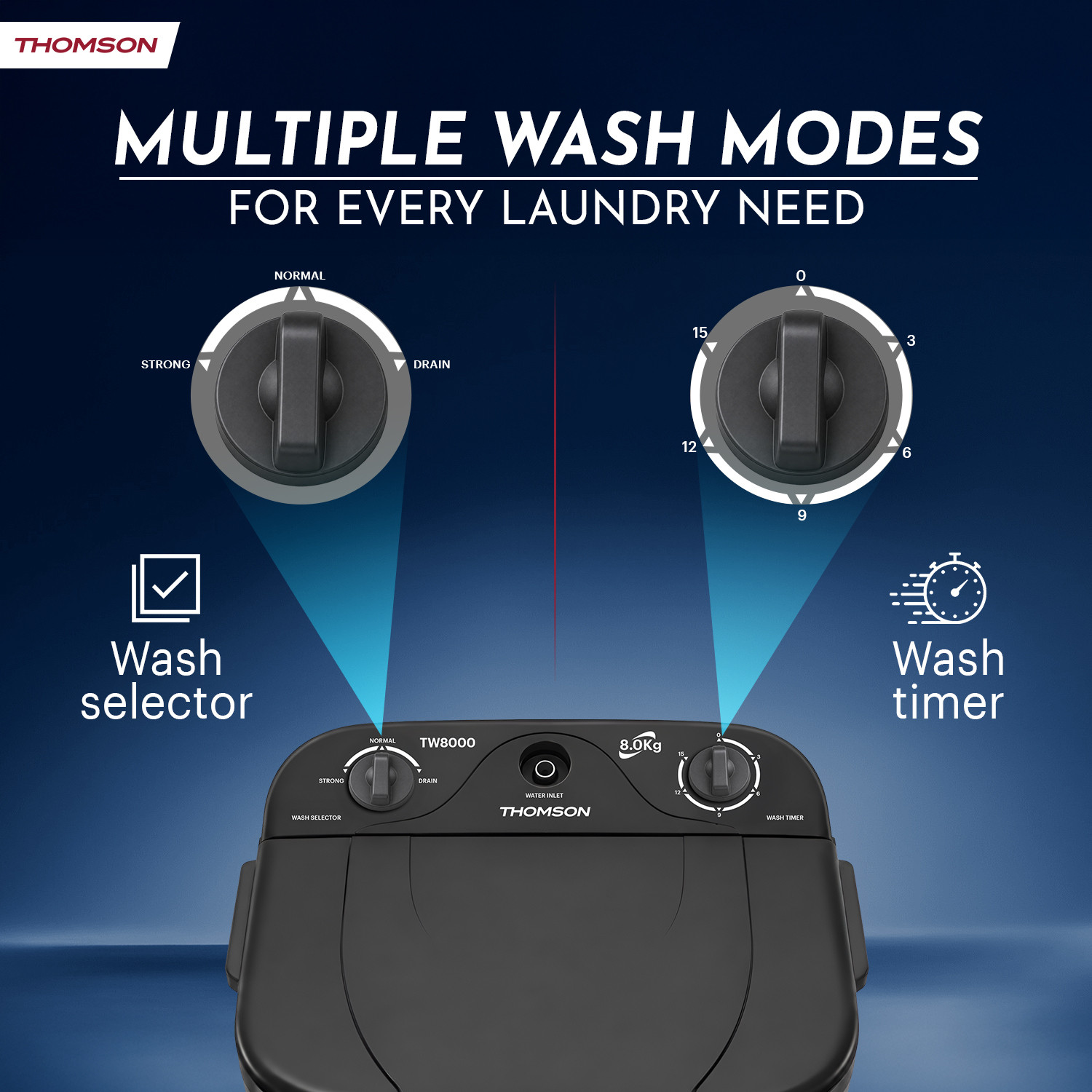 Image of Thomson 8 kg Washer only Black