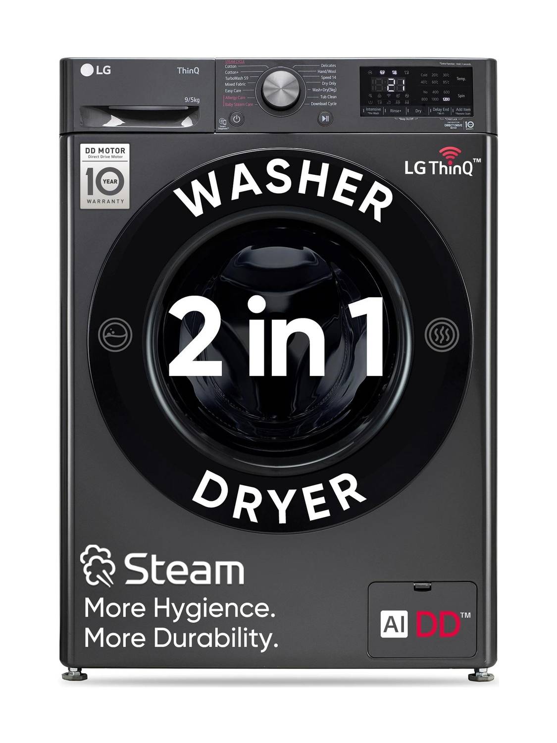 LG 9/5 kg Washer Dryer AI Black - Image 1