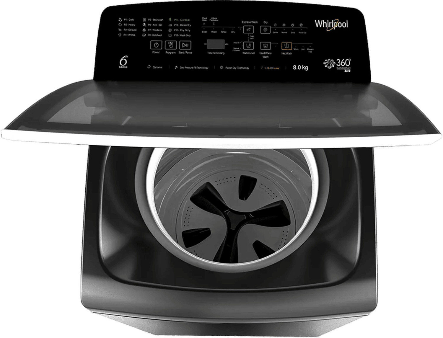 Image of Whirlpool 8 Kg Fully Automatic Top Load Washing Machine with In-built Heater Grey