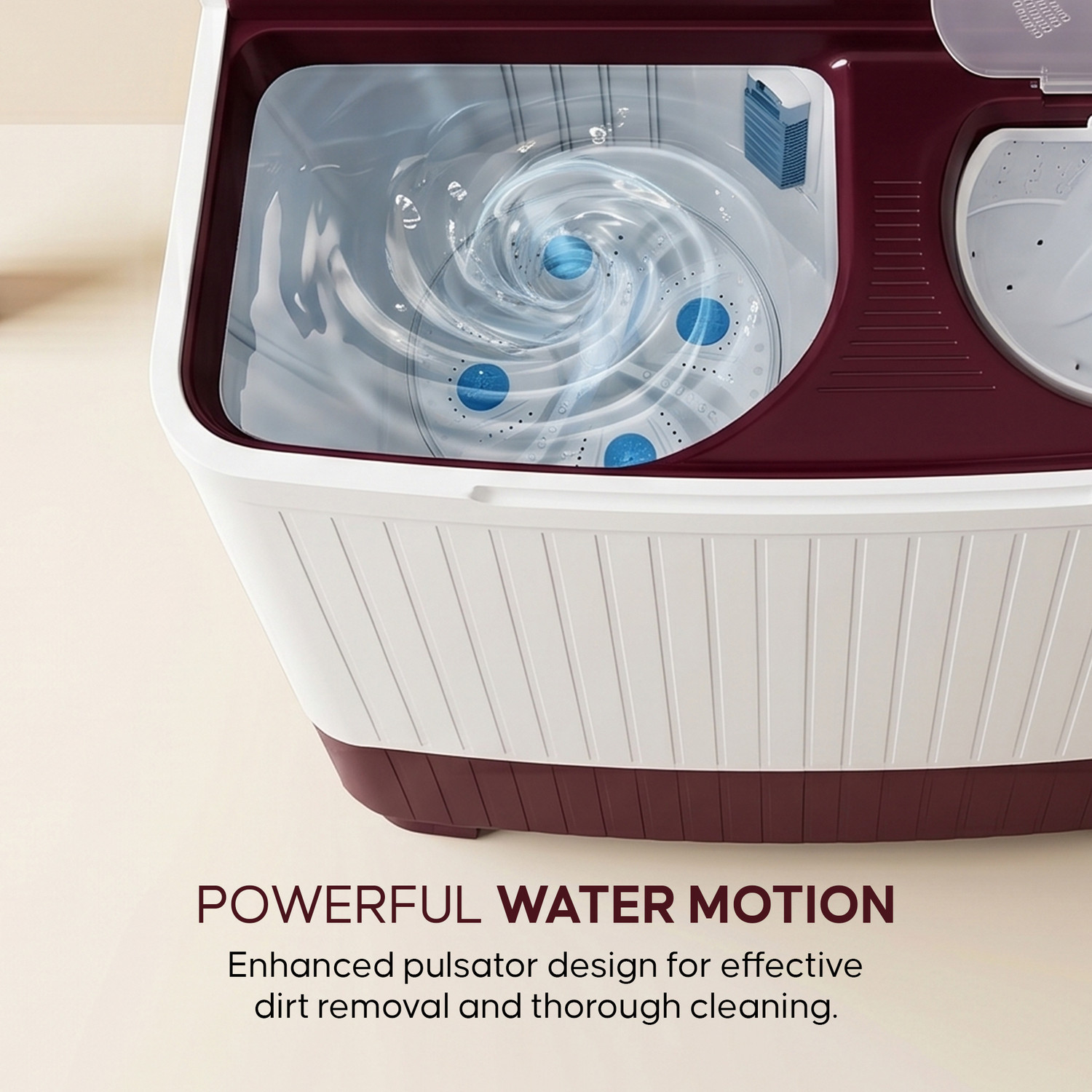 Image of Haier 11 kg Vortex Pulsator, Oxyi Dry, Magic Filter, Anti Rat Mesh & Castor Wheels Semi Automatic Top Load Washing Machine Maroon, White
