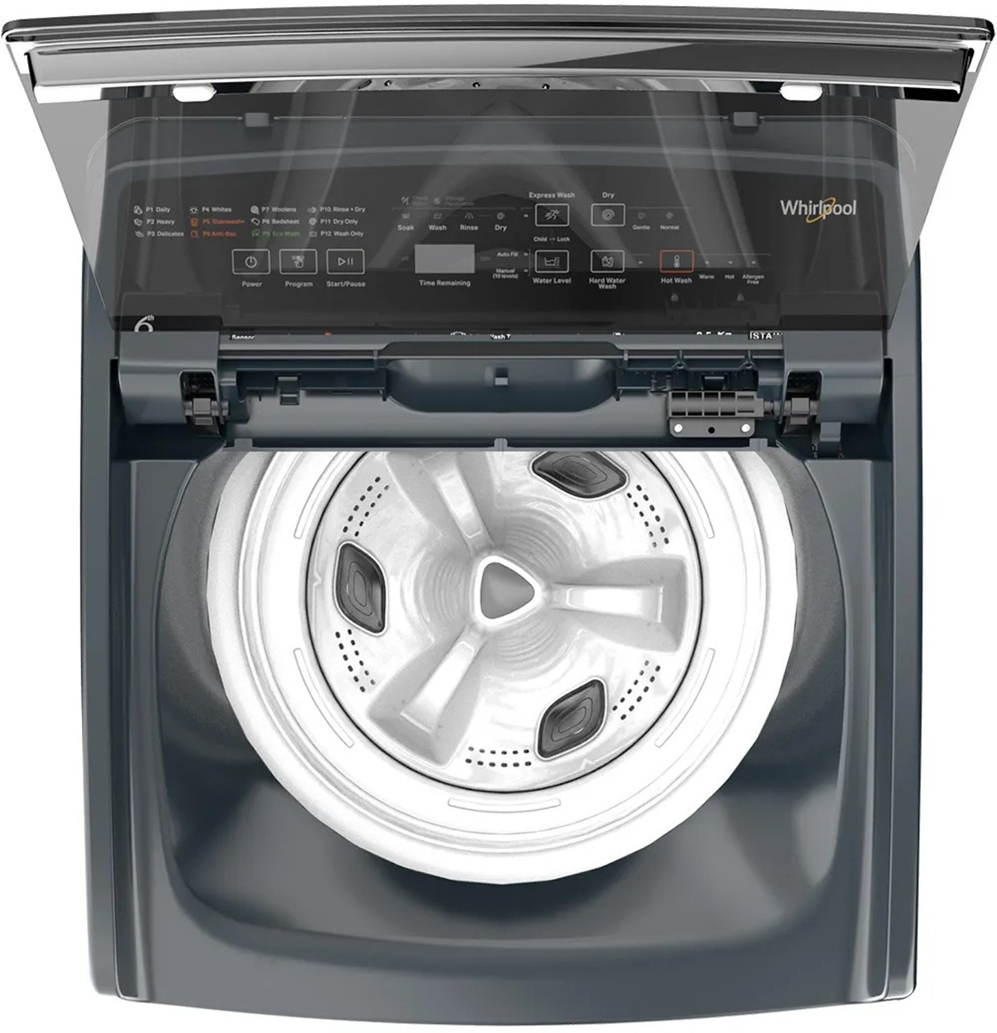 Image of Whirlpool 8.5 kg Fully Automatic Top Load Washing Machine with In-built Heater Grey